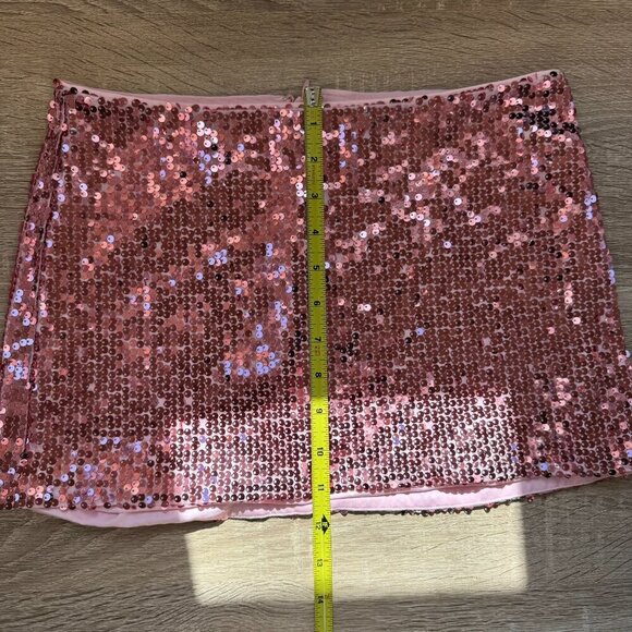 Reformation Saviolla Skirt Low Rise Micro Mini Sequin Sparkle Party in Pink 0 - Picture 10 of 14